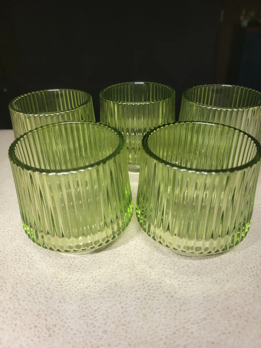 Green Ribbed Tealight Candle Holders - Wedding / Party Decor